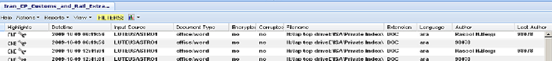 Screenshot from the page 17 table showing the surveillance results